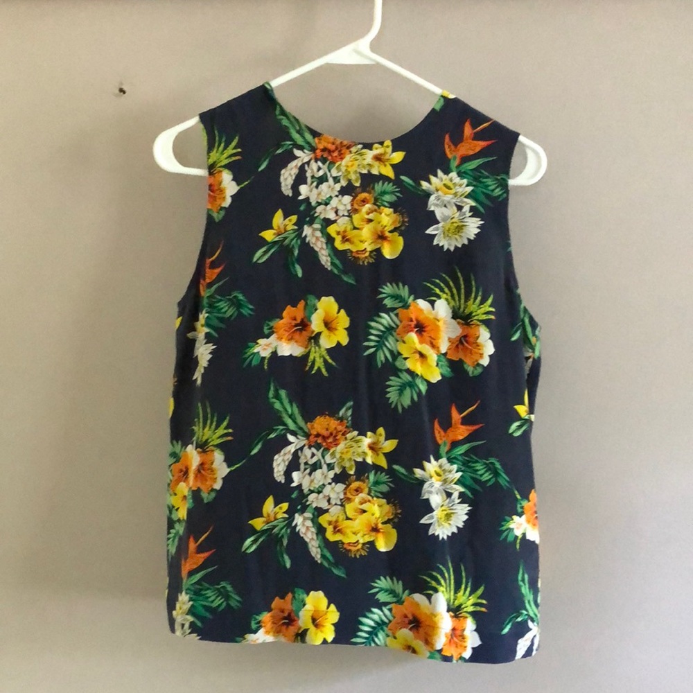 Equipment Silk Tropical Print Sleeveless Blouse Shell